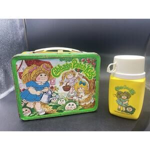 1983 Cabbage Patch Kids Tin Lunch Box With Plastic Thermos